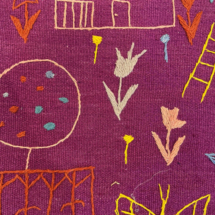 Hand Knotted Embroidery Kelim Runner 2' 7"x 7' 9" - No. AL19709