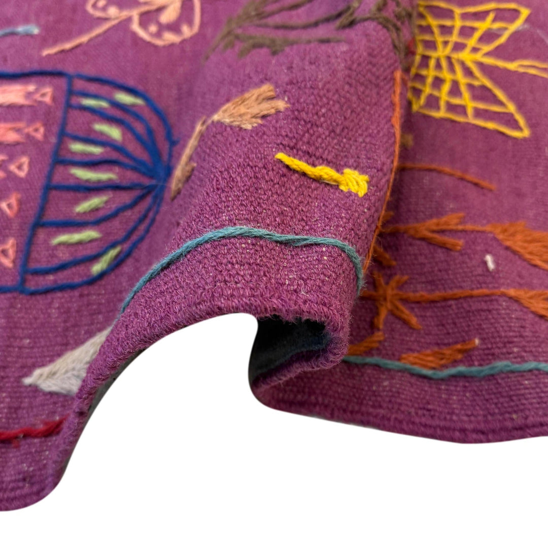 Hand Knotted Embroidery Kelim Runner 2' 7"x 7' 9" - No. AL19709