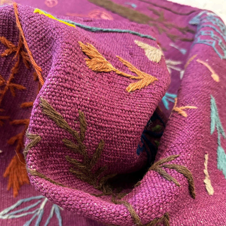 Hand Knotted Embroidery Kelim Runner 2' 7"x 7' 9" - No. AL19709