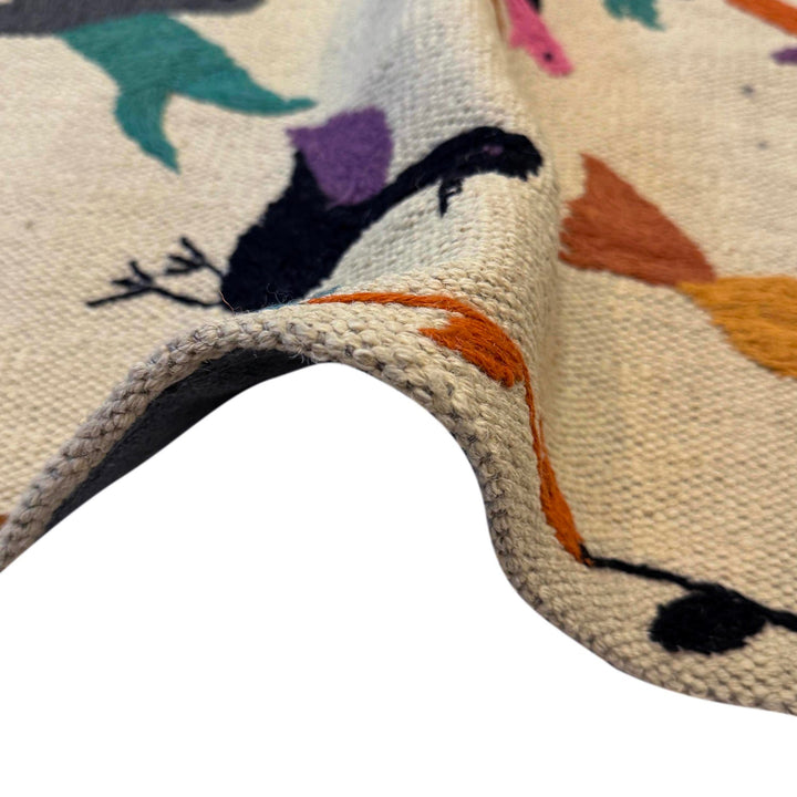 Hand Knotted Embroidery Kelim Runner 2' 6"x 4' 6" - No. AL12959