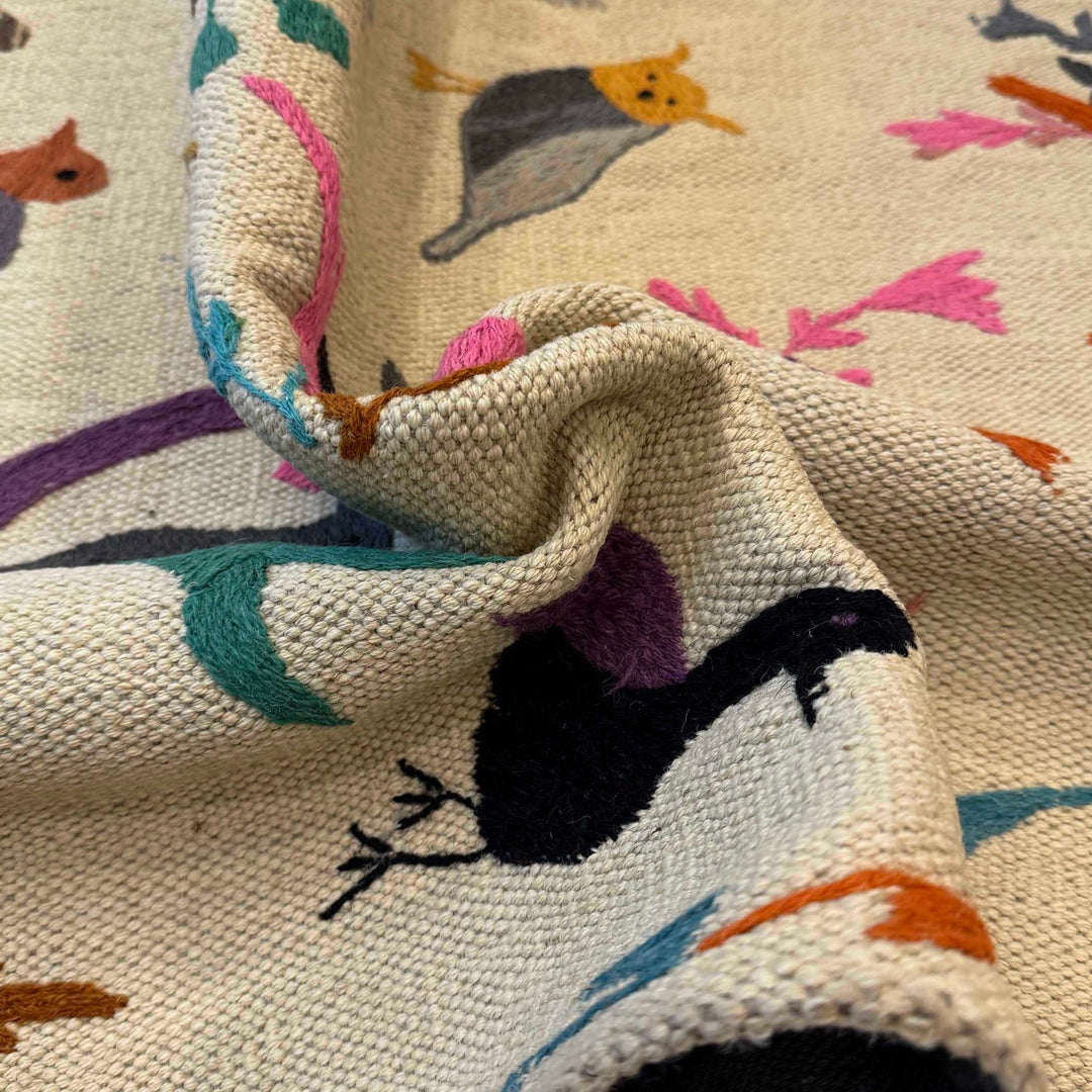 Hand Knotted Embroidery Kelim Runner 2' 6"x 4' 6" - No. AL12959