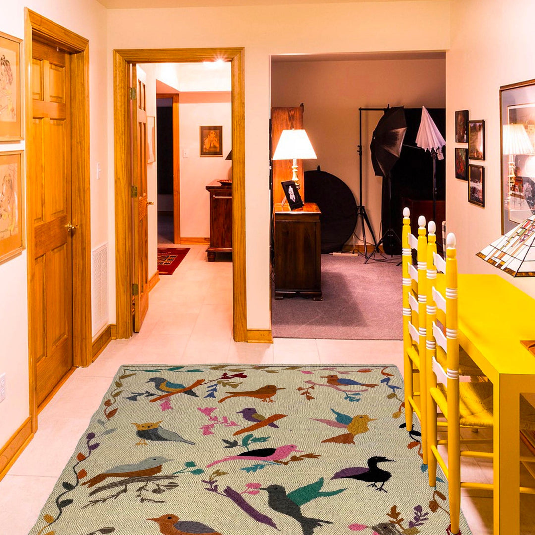 Hand Knotted Embroidery Kelim Runner 2' 6"x 4' 6" - No. AL12959