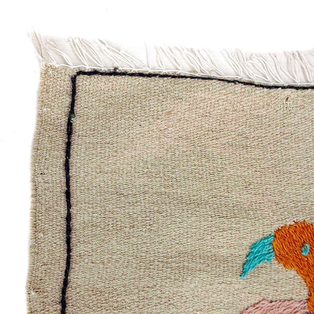 Beige Pakistani Kilim Rug 3'8" x 6'2" Flat-Weave | No. AL35439