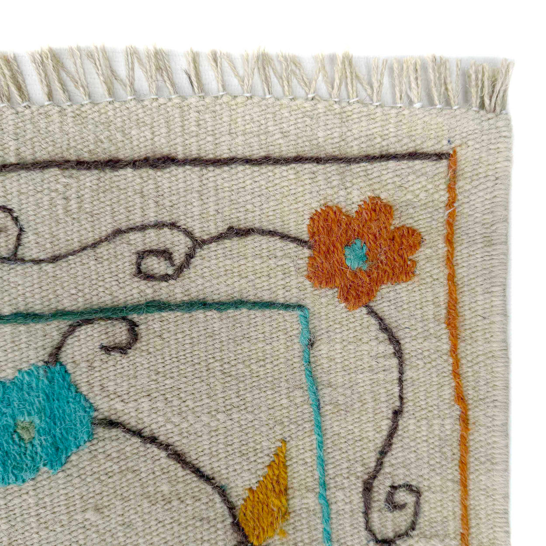 Beige Pakistani Kilim Rug 3' 4" x 6' 7" Flat-Weave pattern