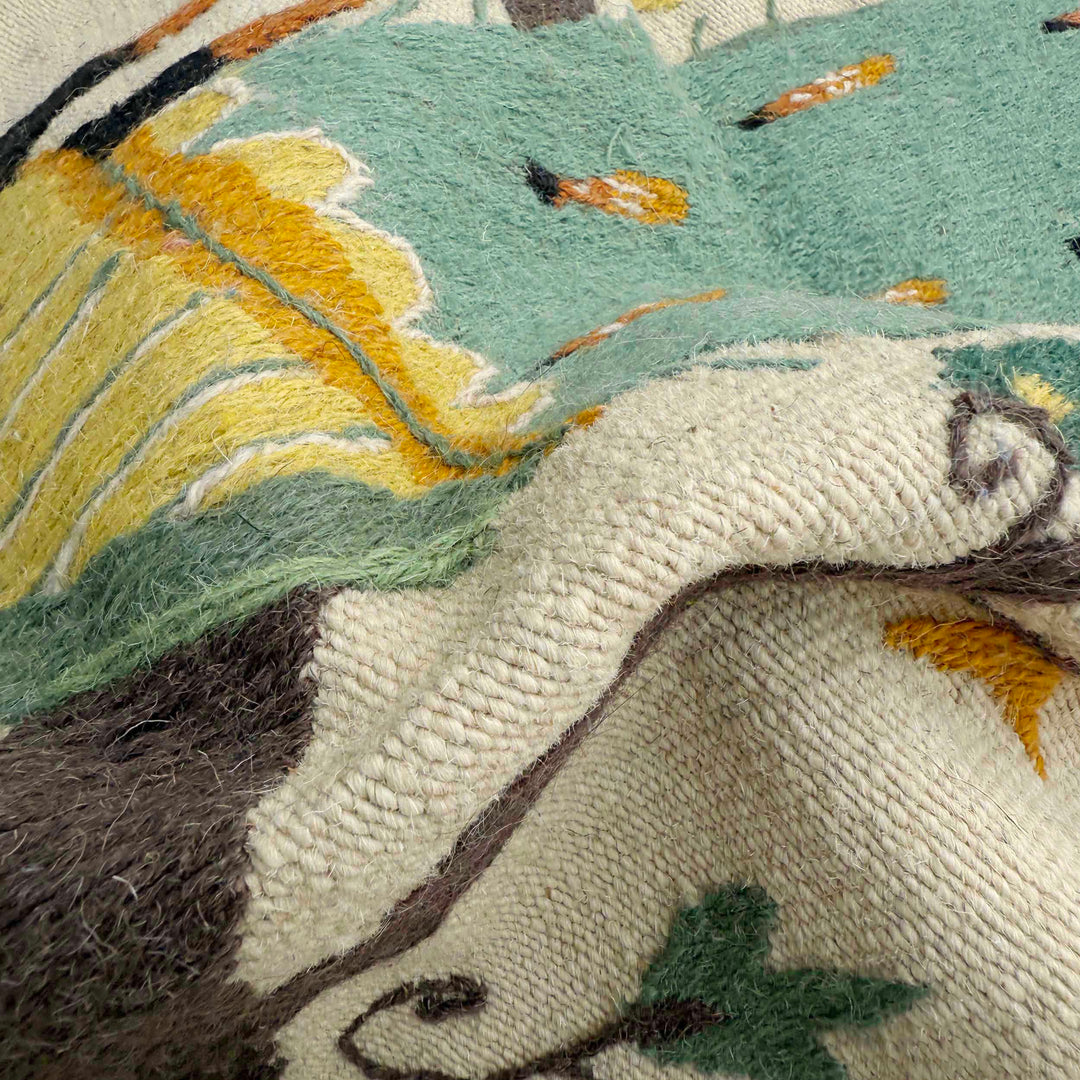 Beige Pakistani Kilim Rug 3' 4" x 6' 7" Flat-Weave texture