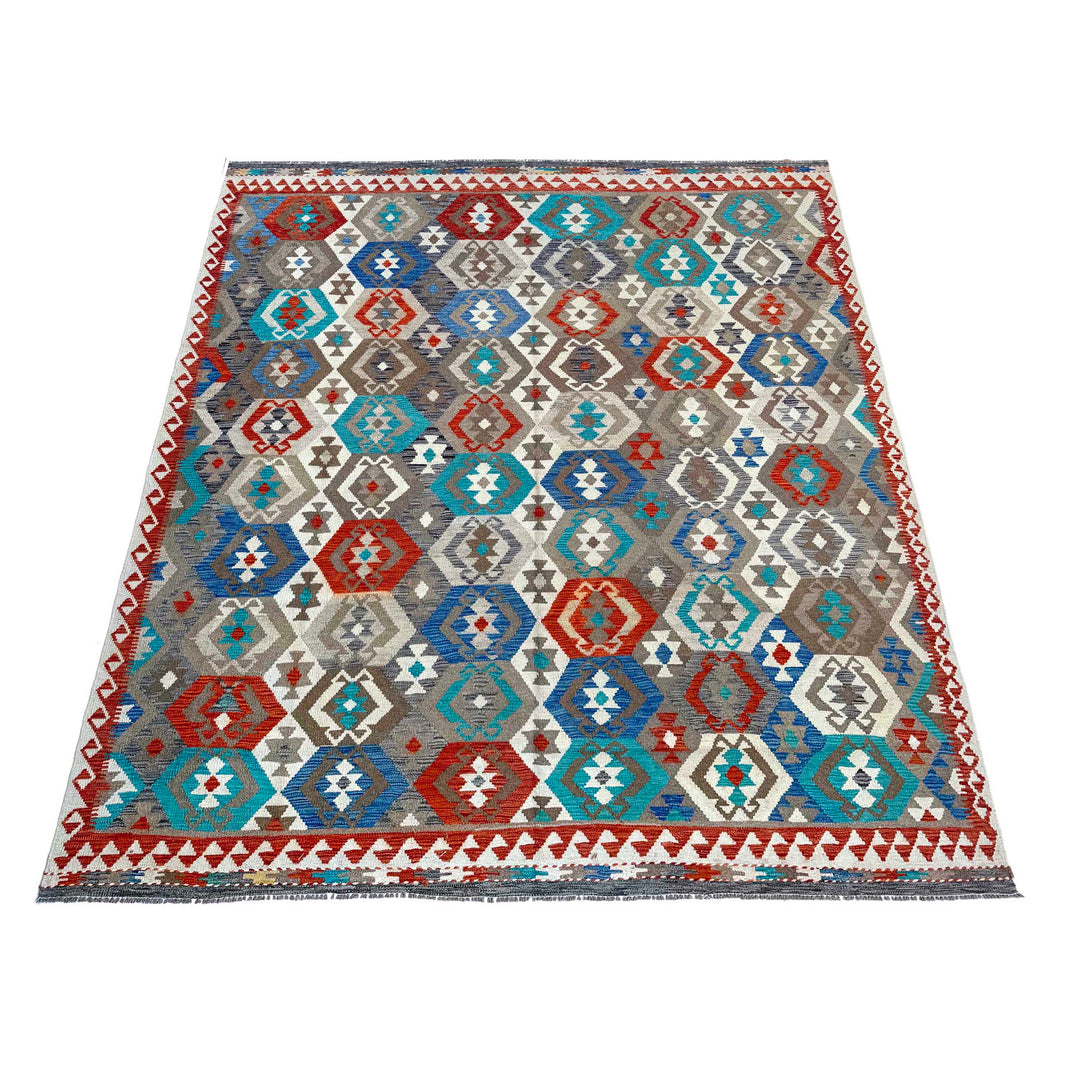 Afghan Vegetable Kilim Rug 8' 3" x 10' 0" Flat-Weave detail
