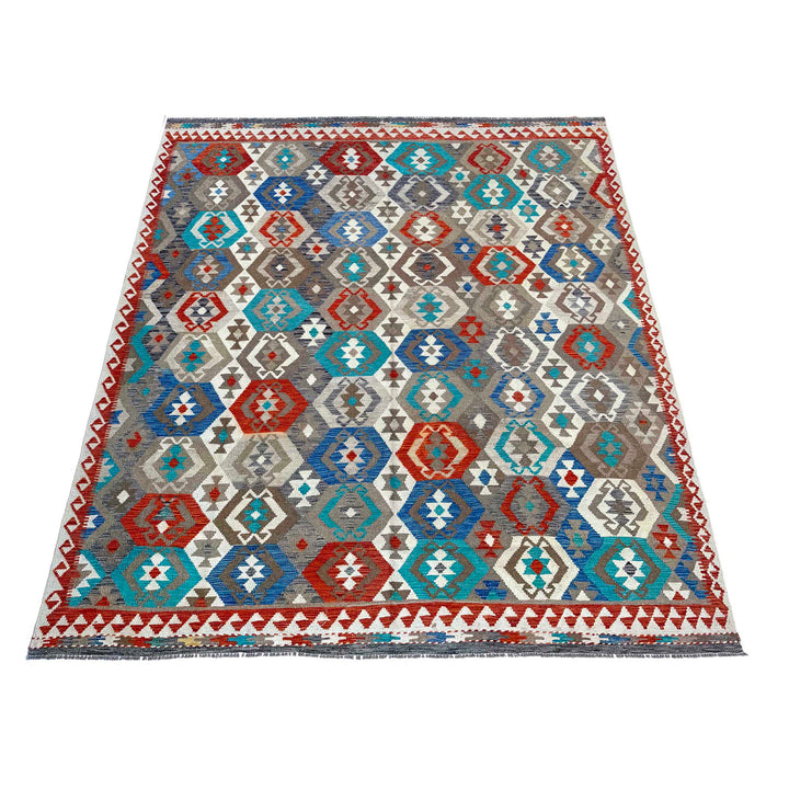 Afghan Vegetable Kilim Rug 8' 3" x 10' 0" Flat-Weave detail