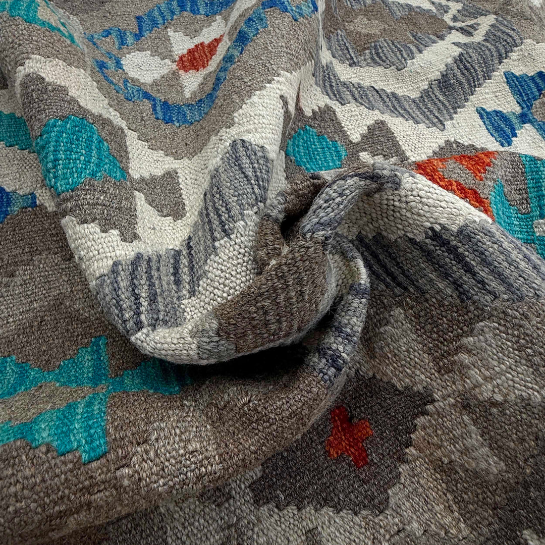 Afghan Vegetable Kilim Rug 8' 3" x 10' 0" Flat-Weave texture