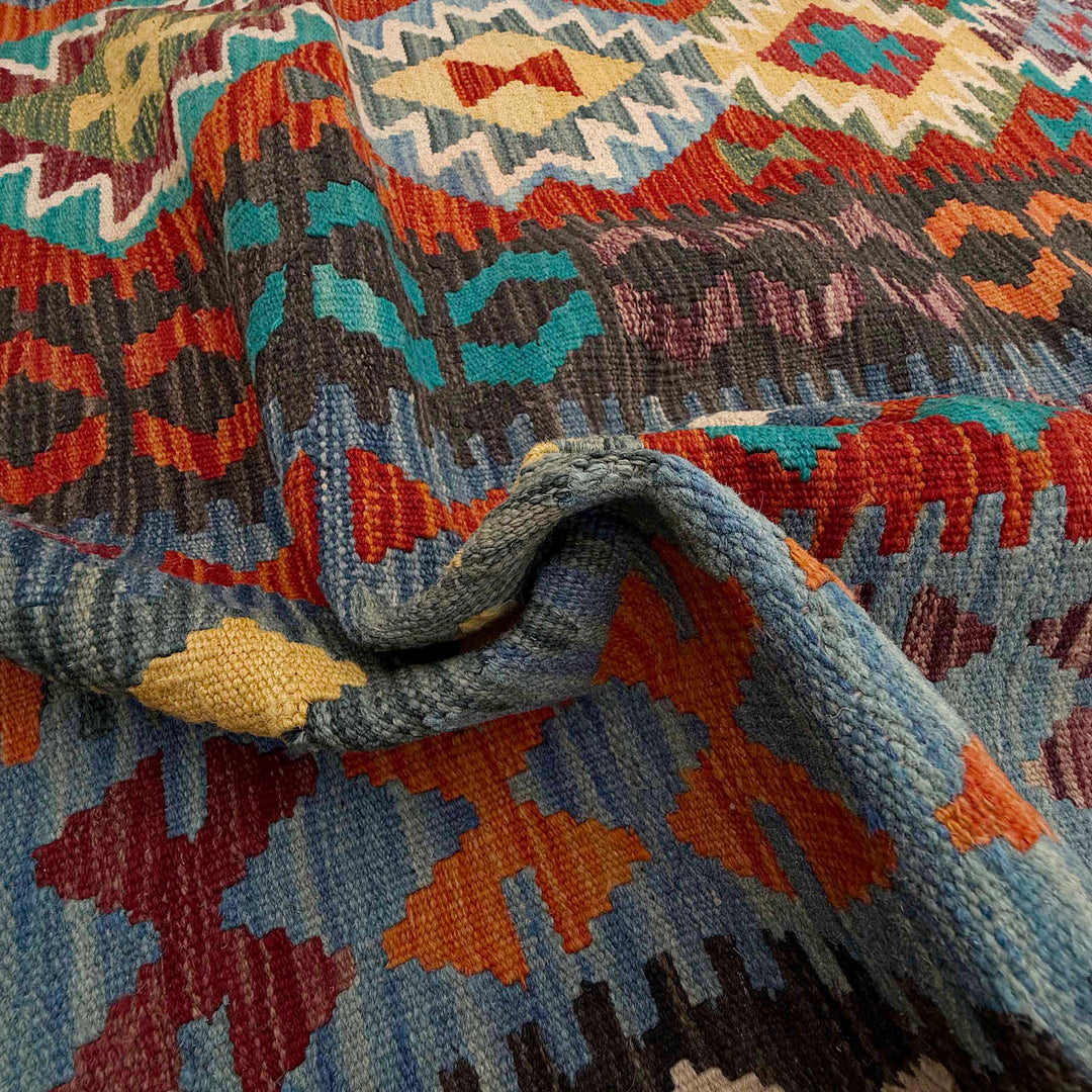 Afghan Vegetable Kilim Rug 10' 2" x 16' 6" Flat-Weave texture