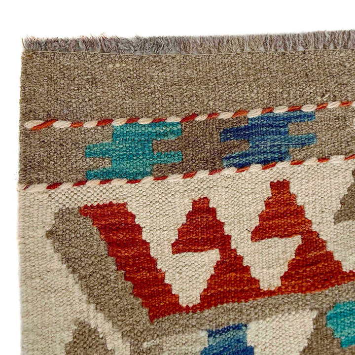 Afghan Vegetable Kilim Rug 8' 2" x 9' 11" Flat-Weave pattern