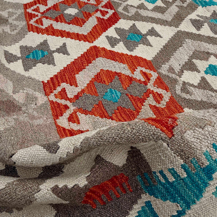 Afghan Vegetable Kilim Rug 8' 2" x 9' 11" Flat-Weave texture