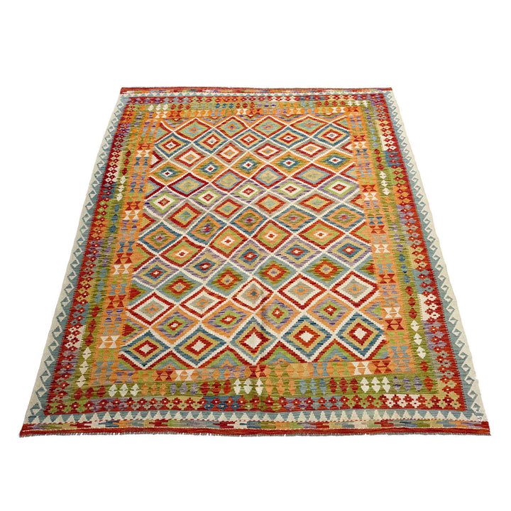 Afghan Vegetable Kilim Rug 8' 6" x 11' 4" Flat-Weave detail