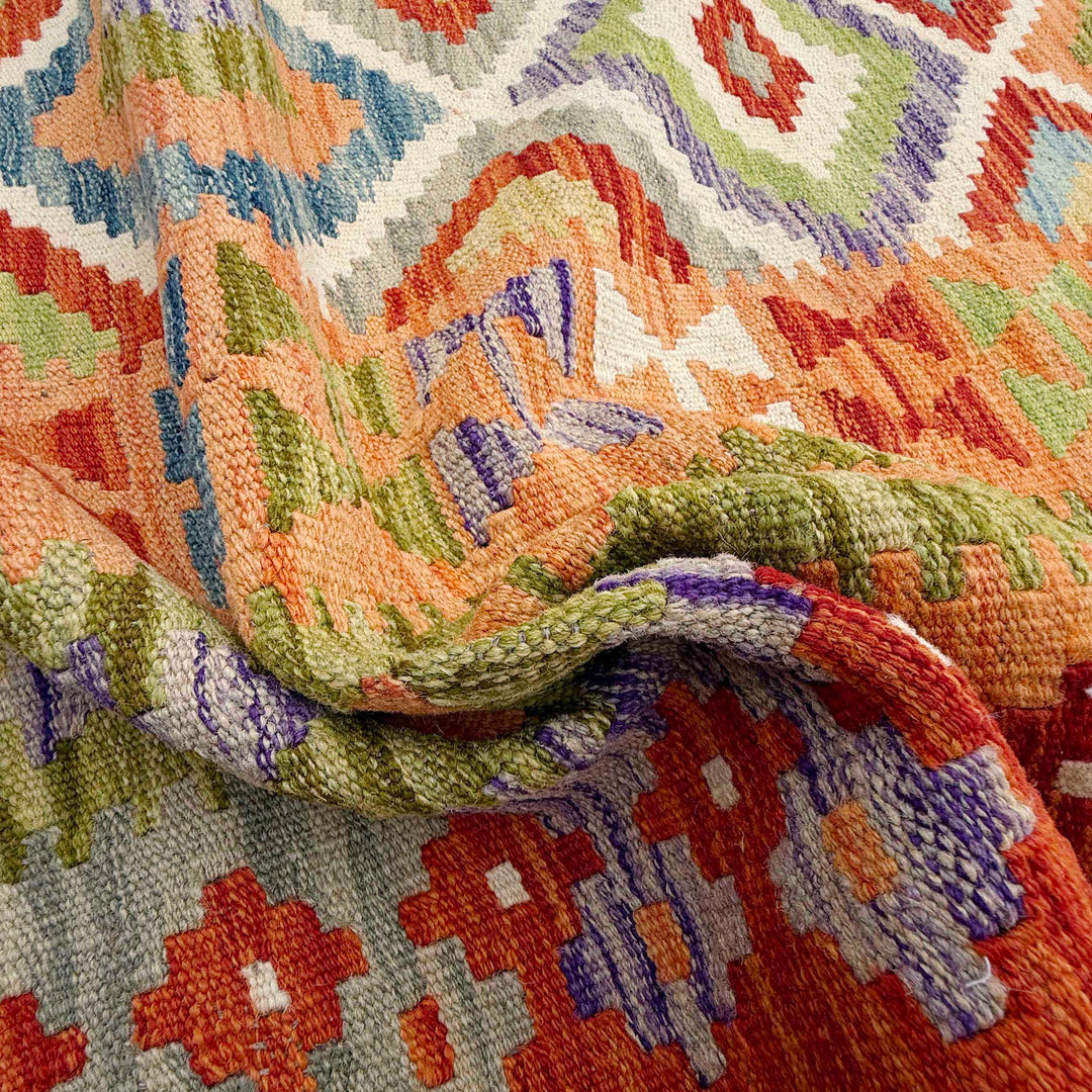 Afghan Vegetable Kilim Rug 8' 6" x 11' 4" Flat-Weave texture