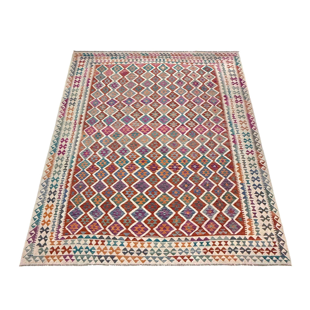 Afghan Kilim Rug 9' 9" x 13' 1" Flat-Weave detail