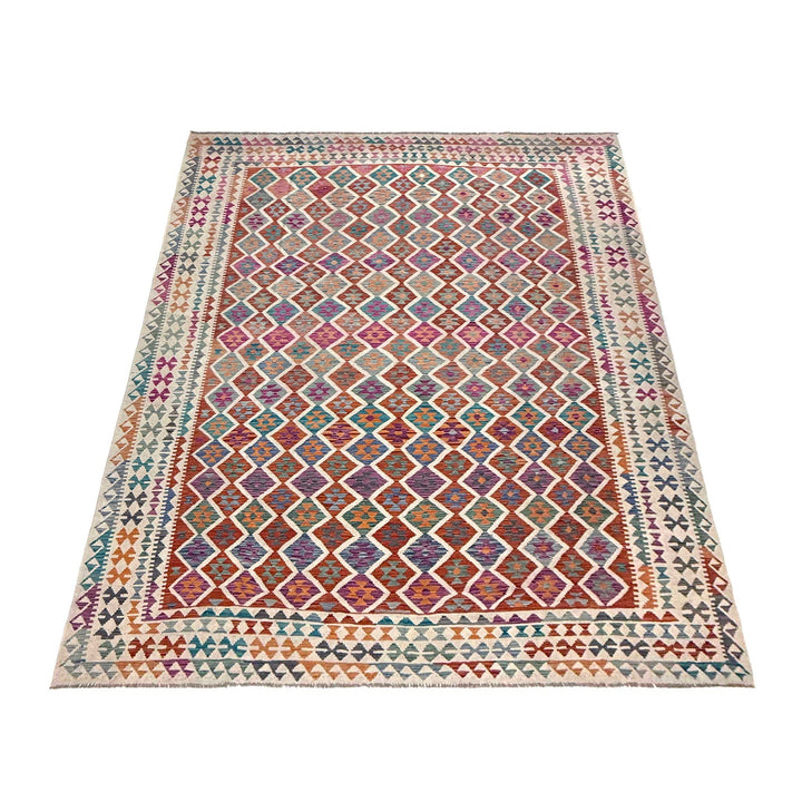 Afghan Kilim Rug 9' 9" x 13' 1" Flat-Weave detail