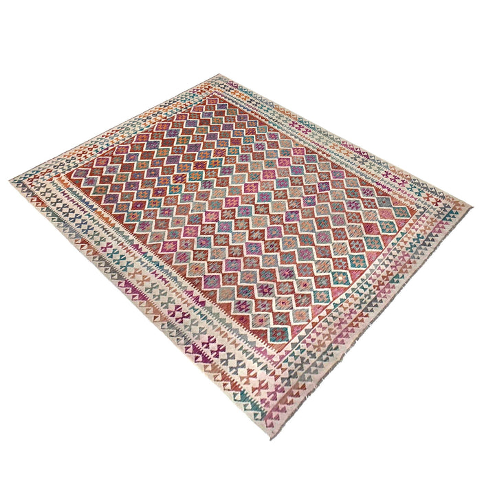 Afghan Kilim Rug 9' 9" x 13' 1" Flat-Weave close-up