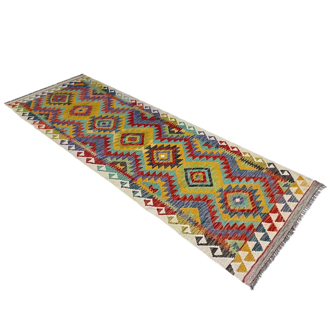 Afghan Vegetable Kilim Rug 2' 8" x 8' 5" Flat-Weave view