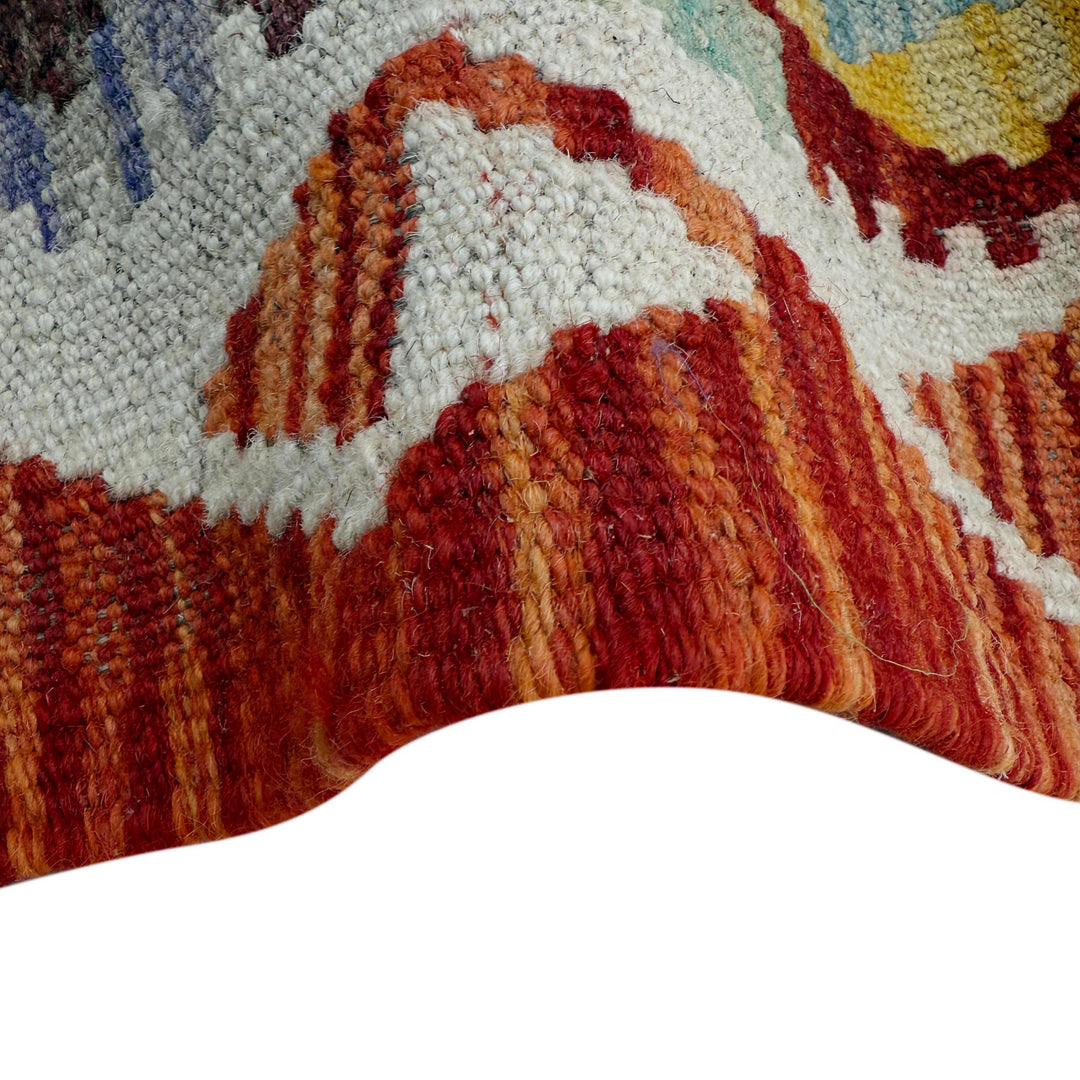Afghan Vegetable Kilim Rug 2' 9" x 7' 9" Flat-Weave field