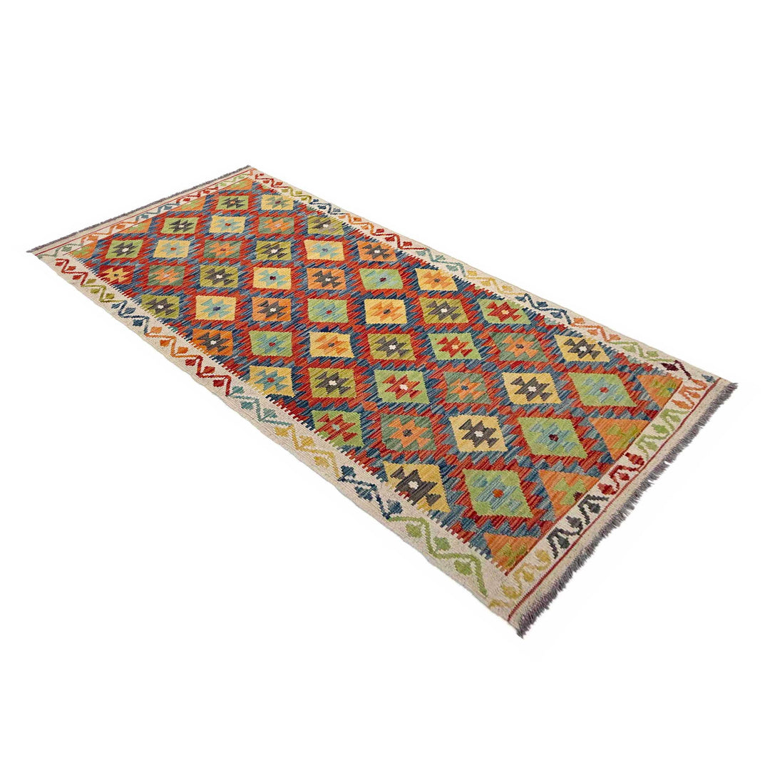Afghan Vegetable Kilim Rug 3' 0" x 7' 9" Flat-Weave view