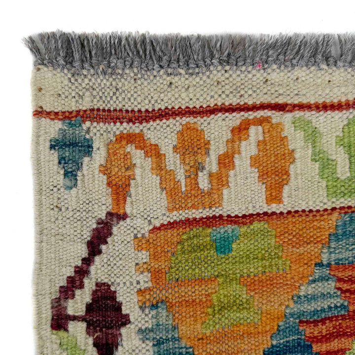 Afghan Vegetable Kilim Rug 3' 0" x 7' 9" Flat-Weave pattern