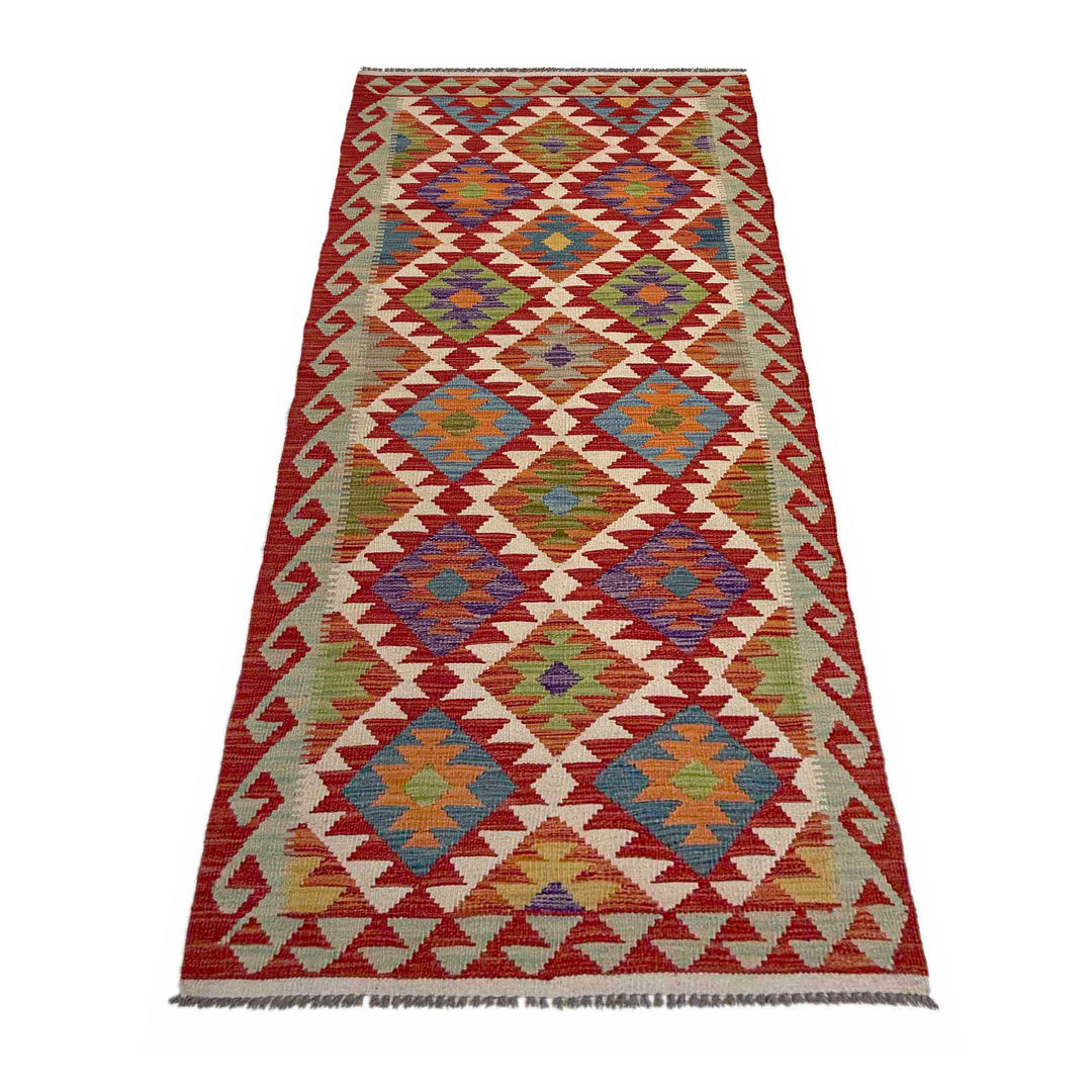 Afghan Vegetable Kilim Rug 2' 11" x 8' 0" Flat-Weave detail