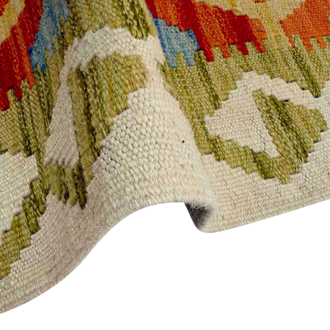 Afghan Vegetable Kilim Rug 2' 10" x 6' 3" Flat-Weave field