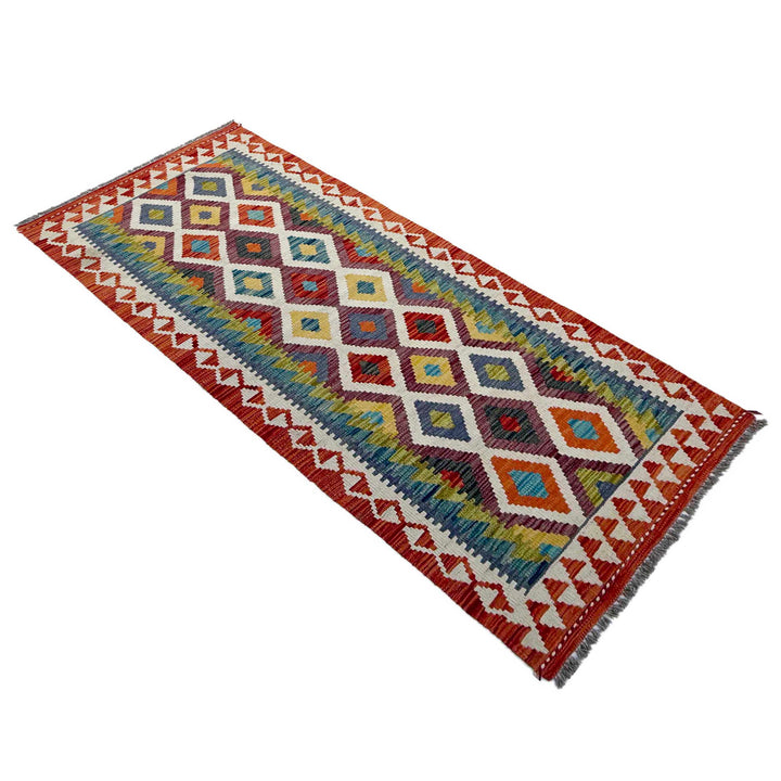 Afghan Vegetable Kilim Rug 2' 6" x 6' 7" Flat-Weave view