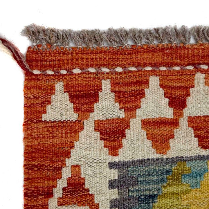 Afghan Vegetable Kilim Rug 2' 6" x 6' 7" Flat-Weave pattern