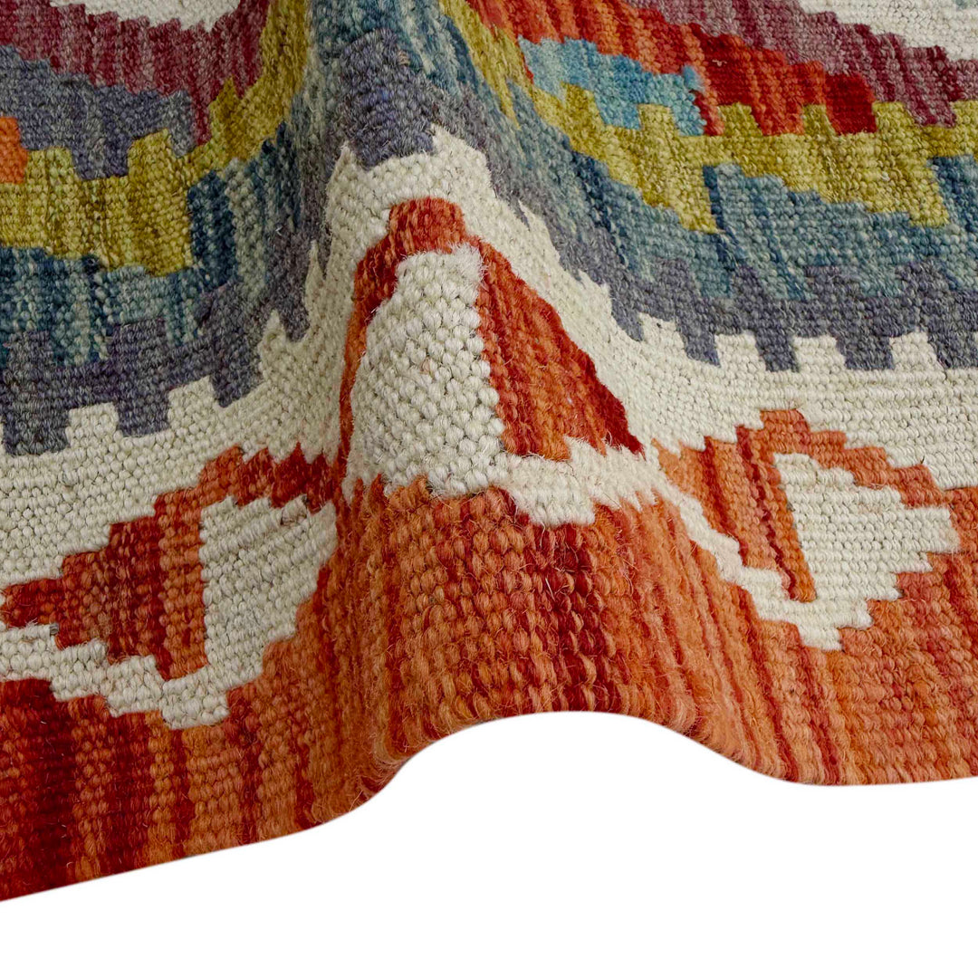 Afghan Vegetable Kilim Rug 2' 6" x 6' 7" Flat-Weave field