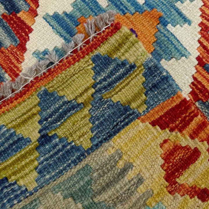 Afghan Vegetable Kilim Rug 2' 8" x 6' 6" Flat-Weave border