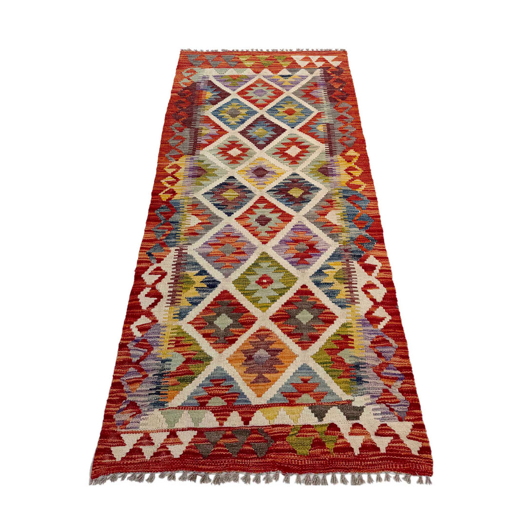 Afghan Vegetable Kilim Rug 2' 5" x 6' 3" Flat-Weave detail