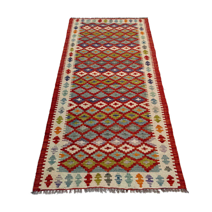 Afghan Vegetable Kilim Rug 2' 7" x 6' 6" Flat-Weave detail