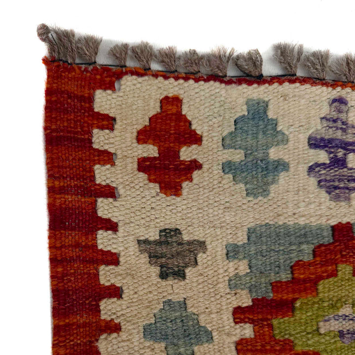 Afghan Vegetable Kilim Rug 2' 7" x 6' 6" Flat-Weave pattern