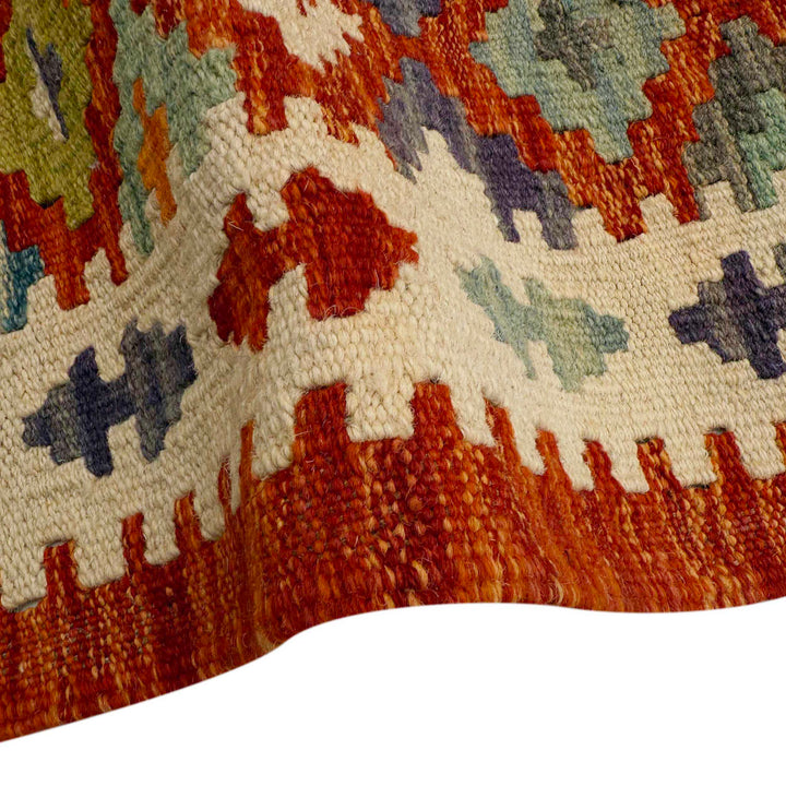 Afghan Vegetable Kilim Rug 2' 7" x 6' 6" Flat-Weave field