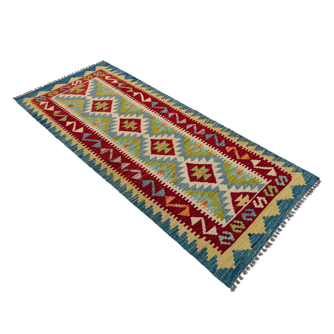 Afghan Vegetable Kilim Rug 2' 6" x 6' 4" Flat-Weave view