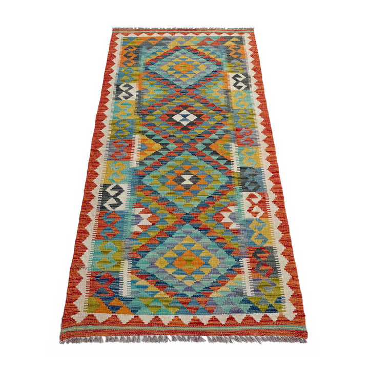 Afghan Vegetable Kilim Rug 2' 9" x 6' 9" Flat-Weave detail
