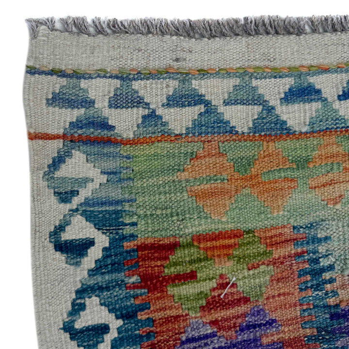 Afghan Vegetable Kilim Rug 3' 1" x 10' 0" Flat-Weave pattern