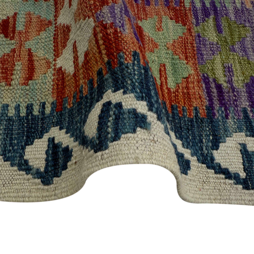 Afghan Vegetable Kilim Rug 3' 1" x 10' 0" Flat-Weave field