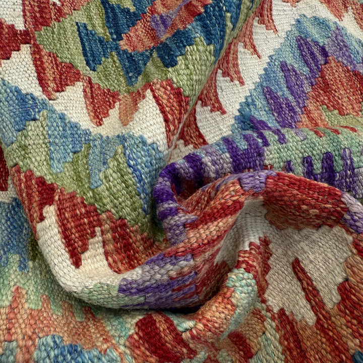 Afghan Vegetable Kilim Rug 3' 1" x 10' 0" Flat-Weave texture