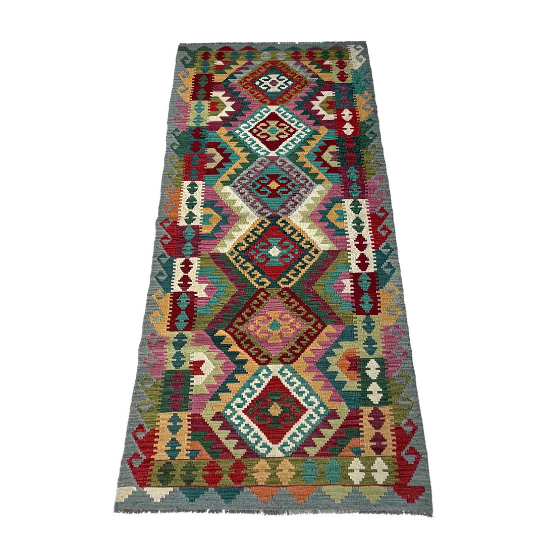 Afghan Vegetable Kilim Rug 2' 10" x 9' 10" Flat-Weave detail