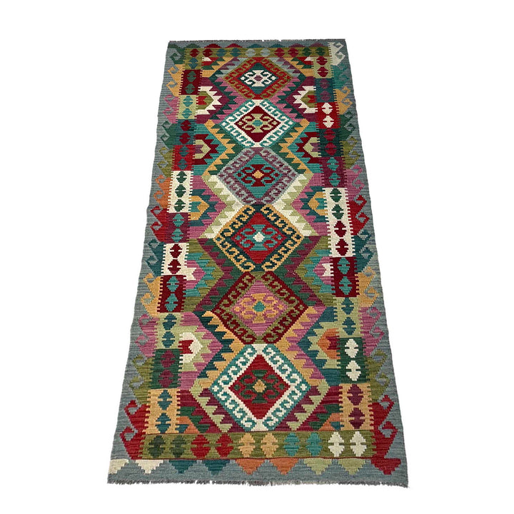 Afghan Vegetable Kilim Rug 2' 10" x 9' 10" Flat-Weave detail