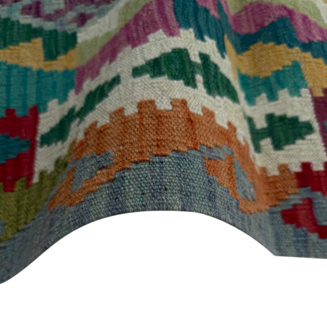 Afghan Vegetable Kilim Rug 2' 10" x 9' 10" Flat-Weave field
