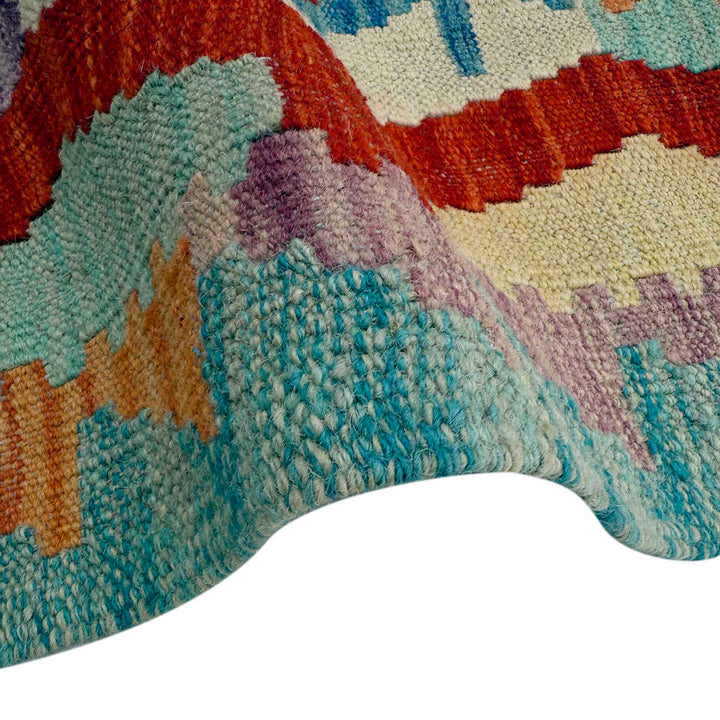 Afghan Vegetable Kilim Rug 2' 11" x 10' 0" Flat-Weave field