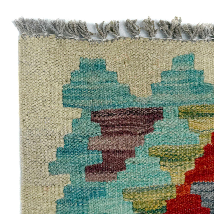 Afghan Vegetable Kilim Rug 2' 7" x 9' 8" Flat-Weave pattern