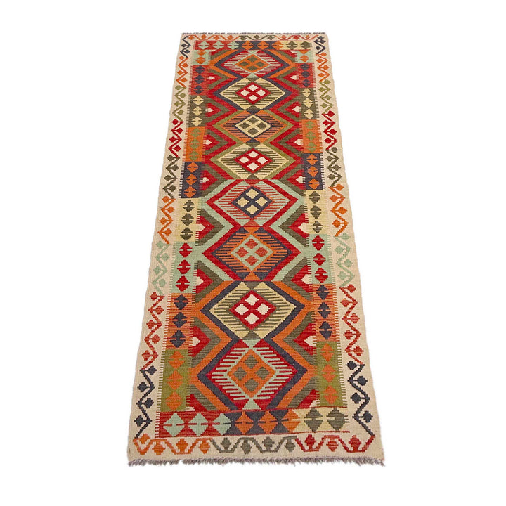Afghan Vegetable Kilim Rug 2' 7" x 9' 6" Flat-Weave detail