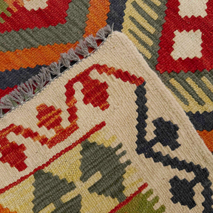 Afghan Vegetable Kilim Rug 2' 7" x 9' 6" Flat-Weave border