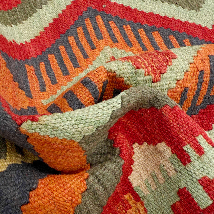 Afghan Vegetable Kilim Rug 2' 7" x 9' 6" Flat-Weave texture