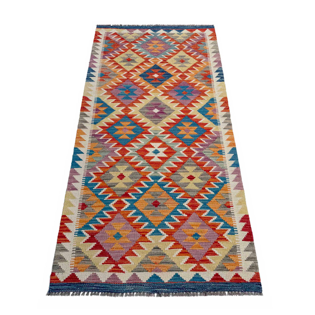 Afghan Vegetable Kilim Rug 2' 7" x 6' 7" Flat-Weave | No. AL62320