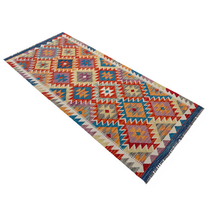 Afghan Vegetable Kilim Rug 2' 7" x 6' 7" Flat-Weave | No. AL62320