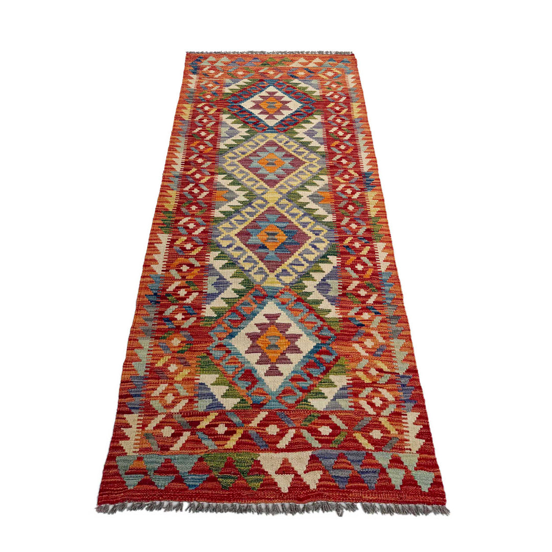 Afghan Vegetable Kilim Rug 2' 5" x 6' 5" Flat-Weave detail